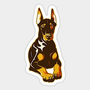 Resting Doberman Dog Art Sticker